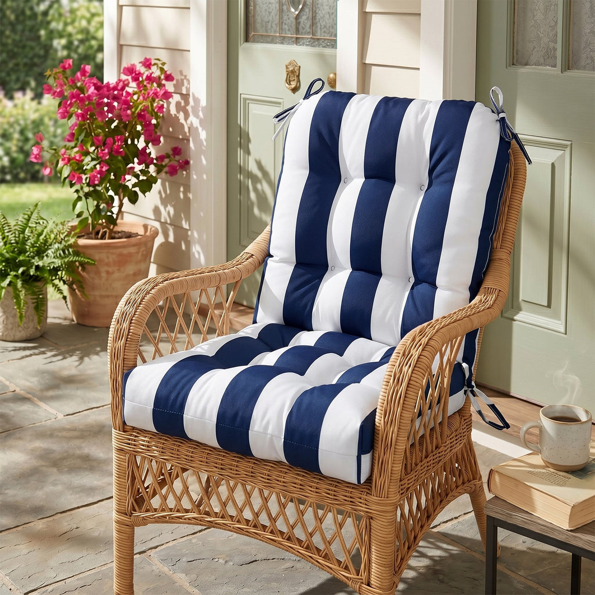Tufted Outdoor/Indoor Seat/Back Chair Cushions, Set of 2, 42'' x 21'' - Eagle Peak