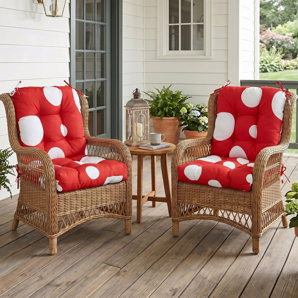 Tufted Outdoor/Indoor Seat/Back Chair Cushions, Set of 2, 42'' x 21'' - Eagle Peak