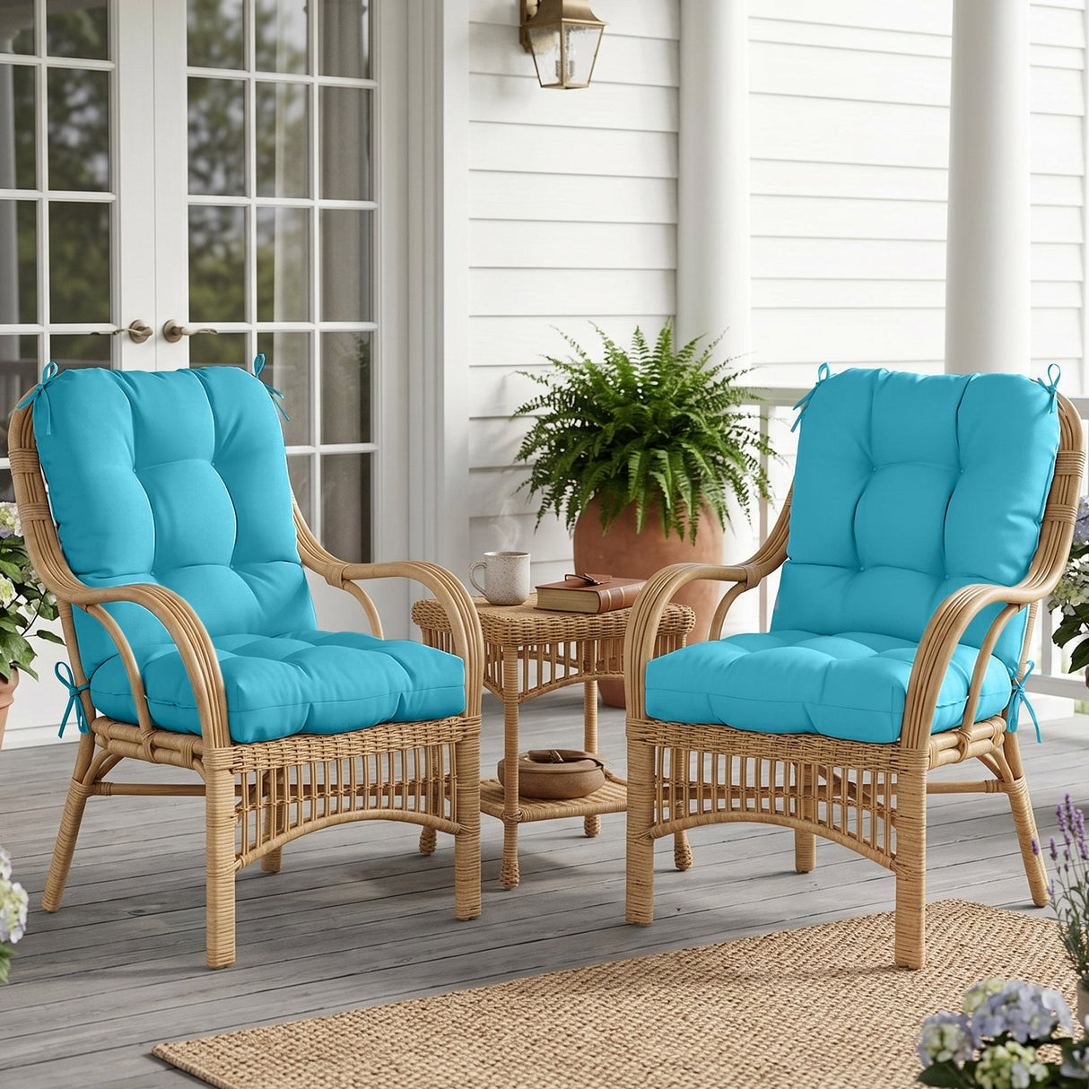 Tufted Outdoor/Indoor Seat/Back Chair Cushions, Set of 4, 42'' x 21'' - Eagle Peak