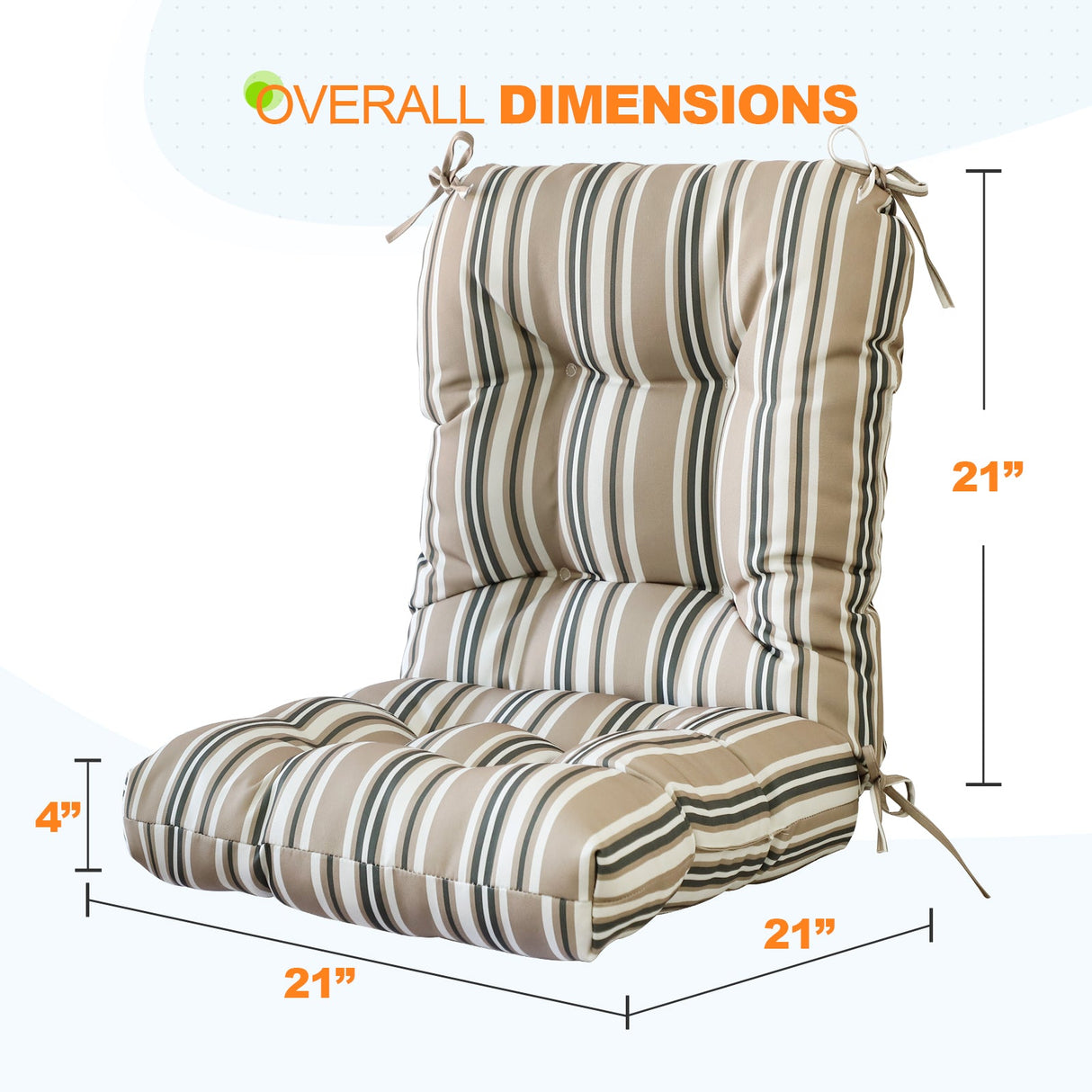 Tufted Outdoor/Indoor Seat/Back Chair Cushions, Set of 4, 42'' x 21'' - Eagle Peak Custom Canopy Tent