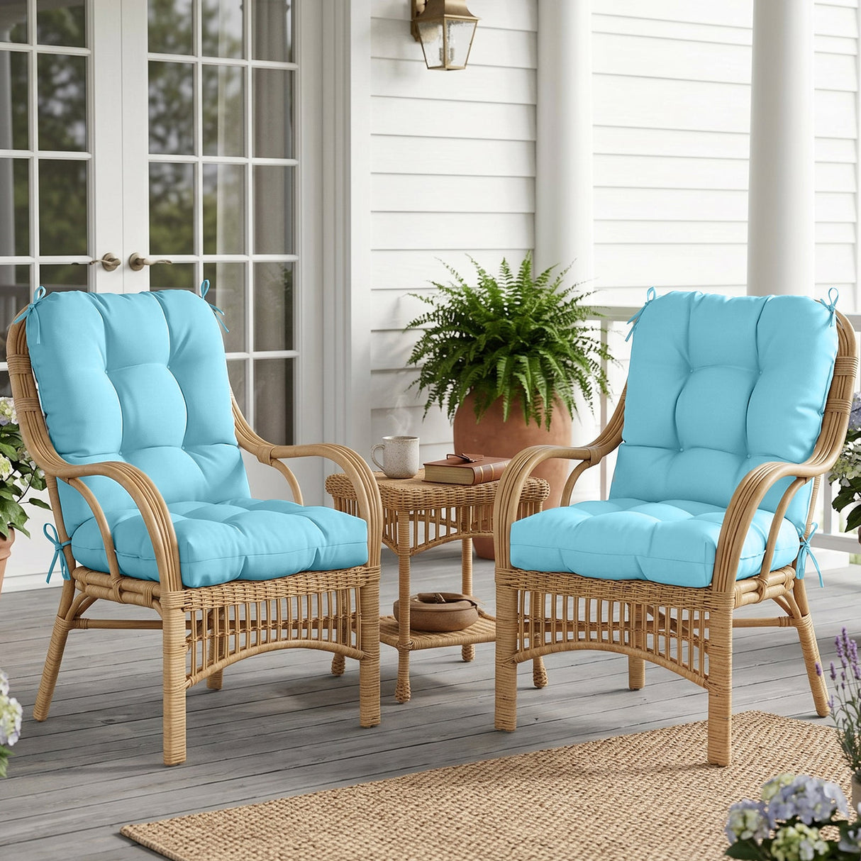 Tufted Outdoor/Indoor Seat/Back Chair Cushions, Set of 4, 42'' x 21'' - Eagle Peak