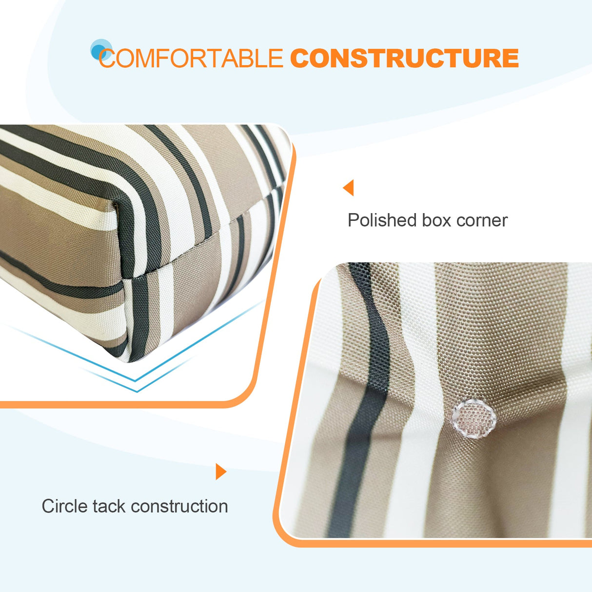 Tufted Outdoor/Indoor Seat/Back Chair Cushions, Set of 4, 42'' x 21'' - Eagle Peak Custom Canopy Tent