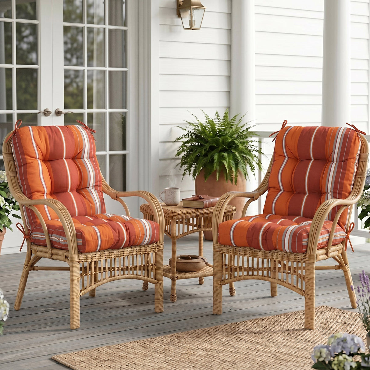 Tufted Outdoor/Indoor Seat/Back Chair Cushions, Set of 4, 42'' x 21'' - Eagle Peak