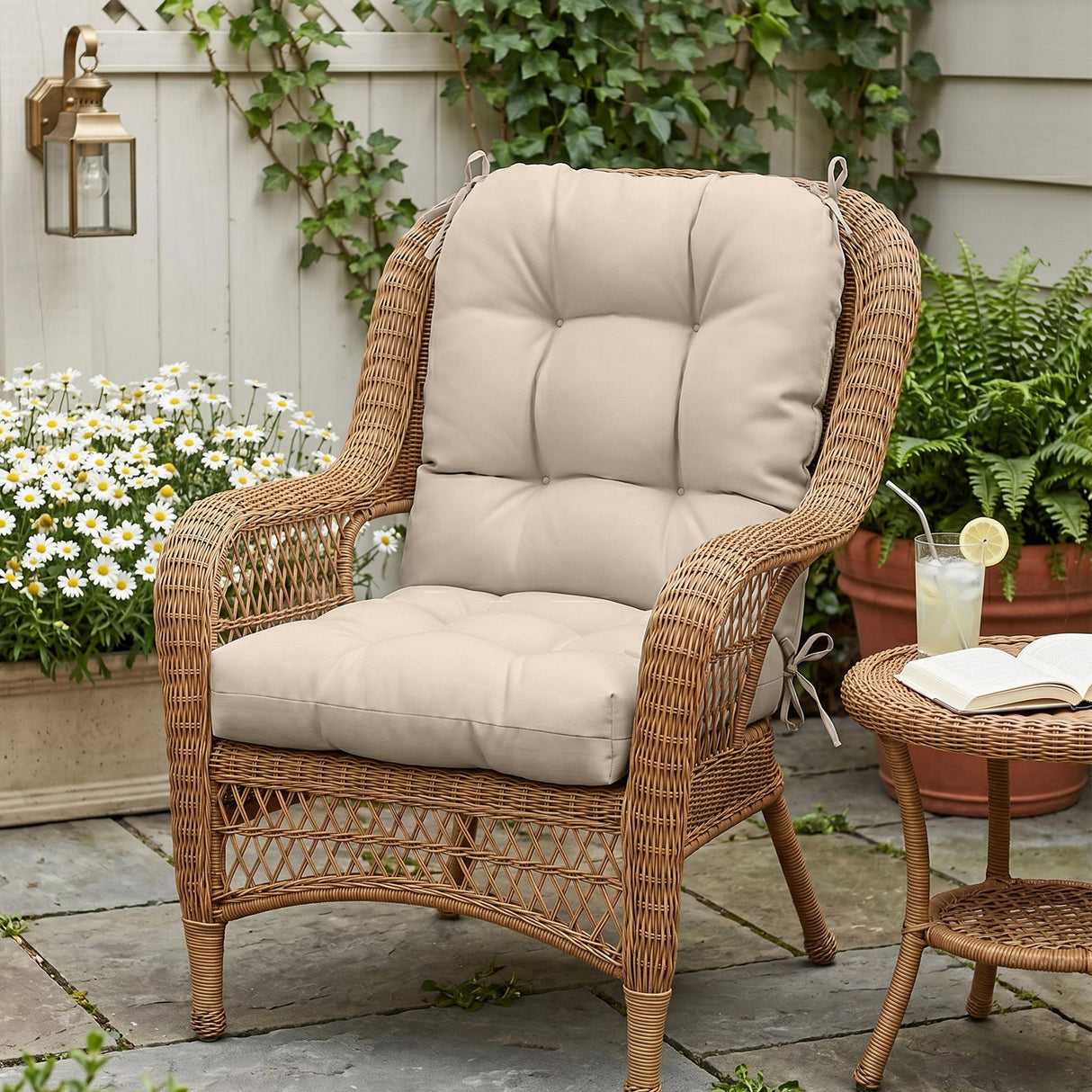 Tufted Outdoor/Indoor Seat/Back Chair Cushions, Set of 4, 42'' x 21'' - Eagle Peak