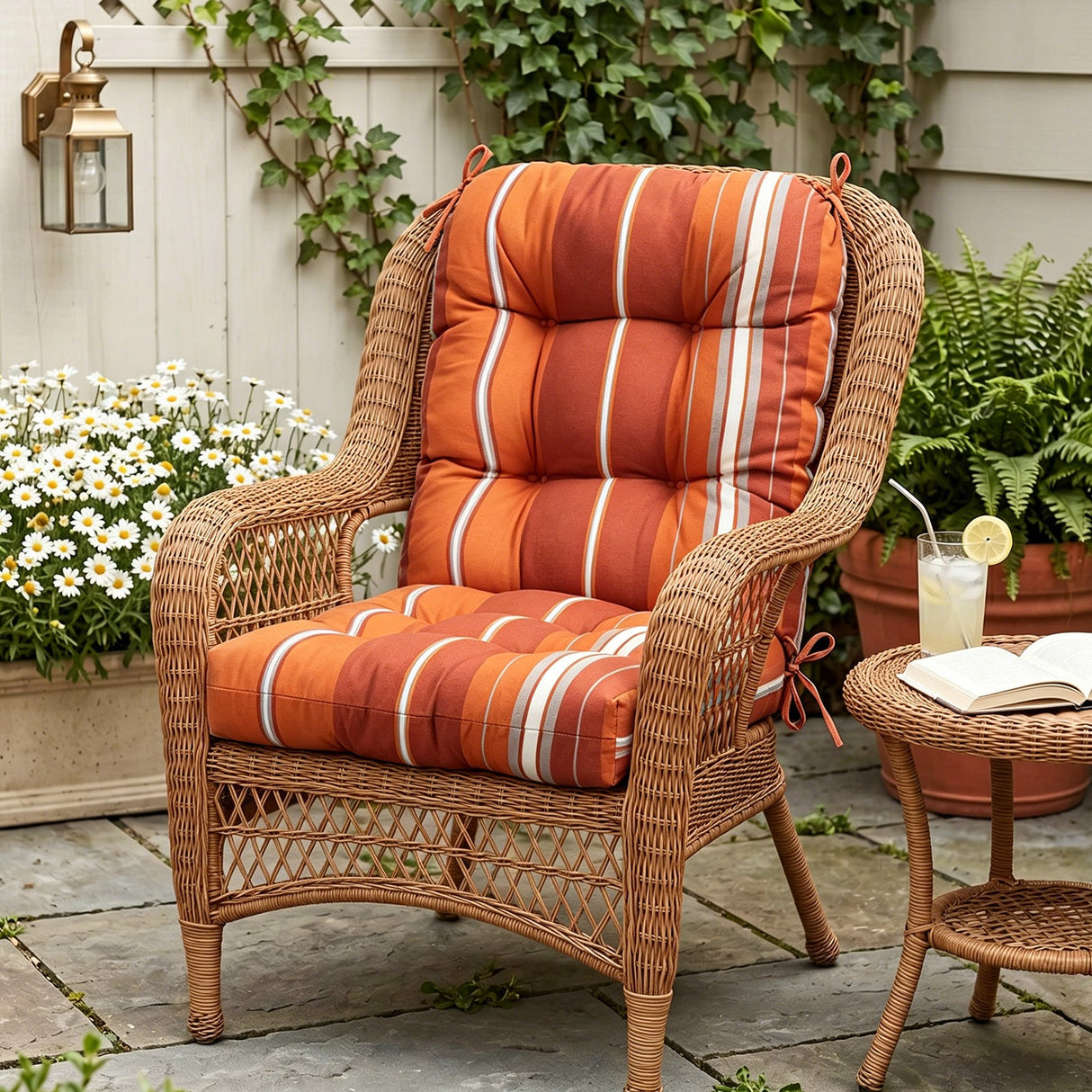 Tufted Outdoor/Indoor Seat/Back Chair Cushions, Set of 4, 42'' x 21'' - Eagle Peak