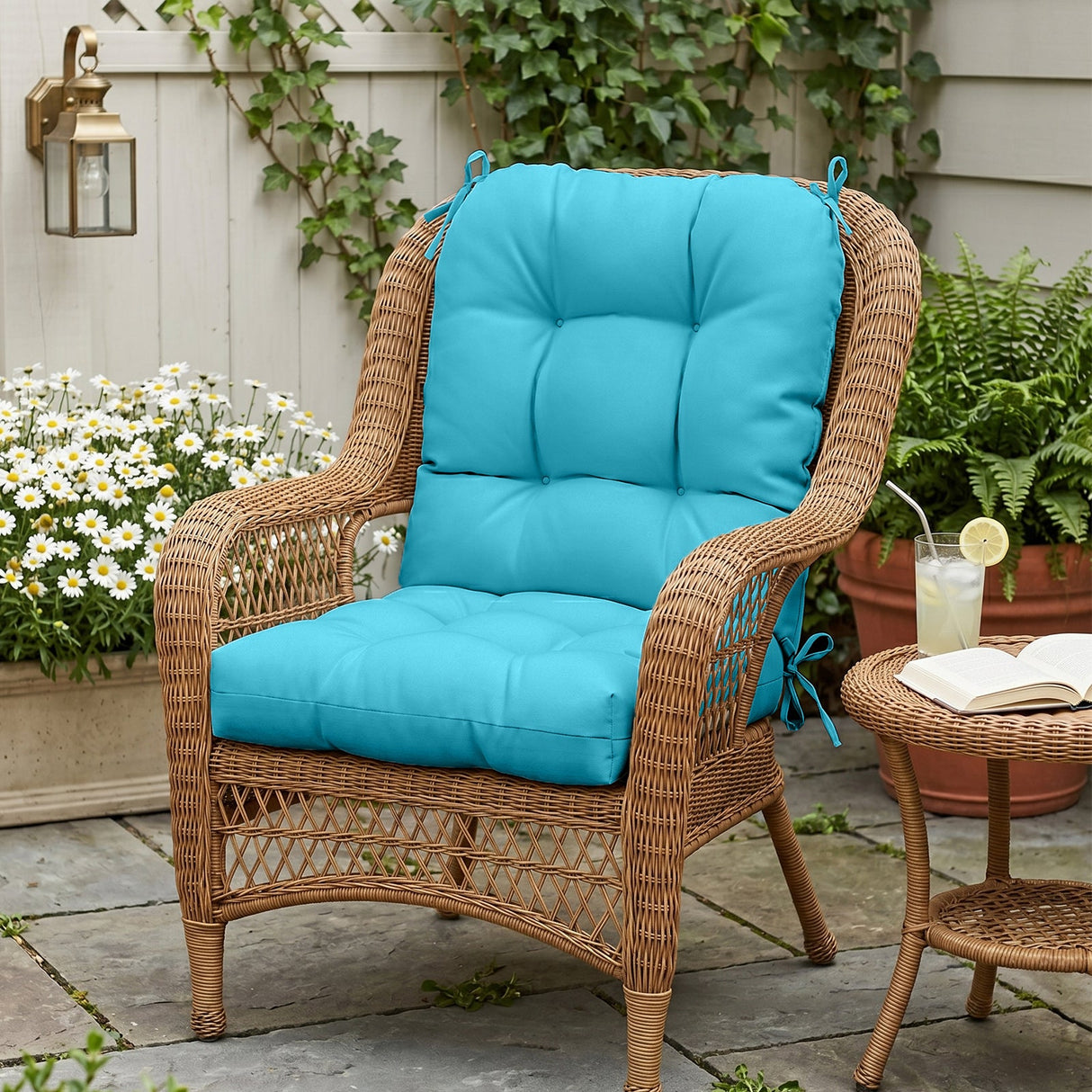 Tufted Outdoor/Indoor Seat/Back Chair Cushions, Set of 4, 42'' x 21'' - Eagle Peak