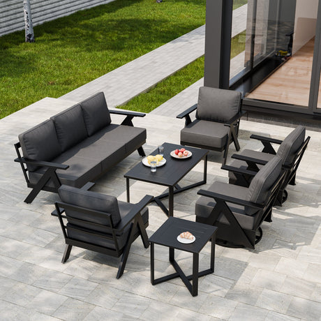 Urban Slate 7 Piece Modern Outdoor Patio Furniture Set - Eagle Peak Custom Canopy Tent