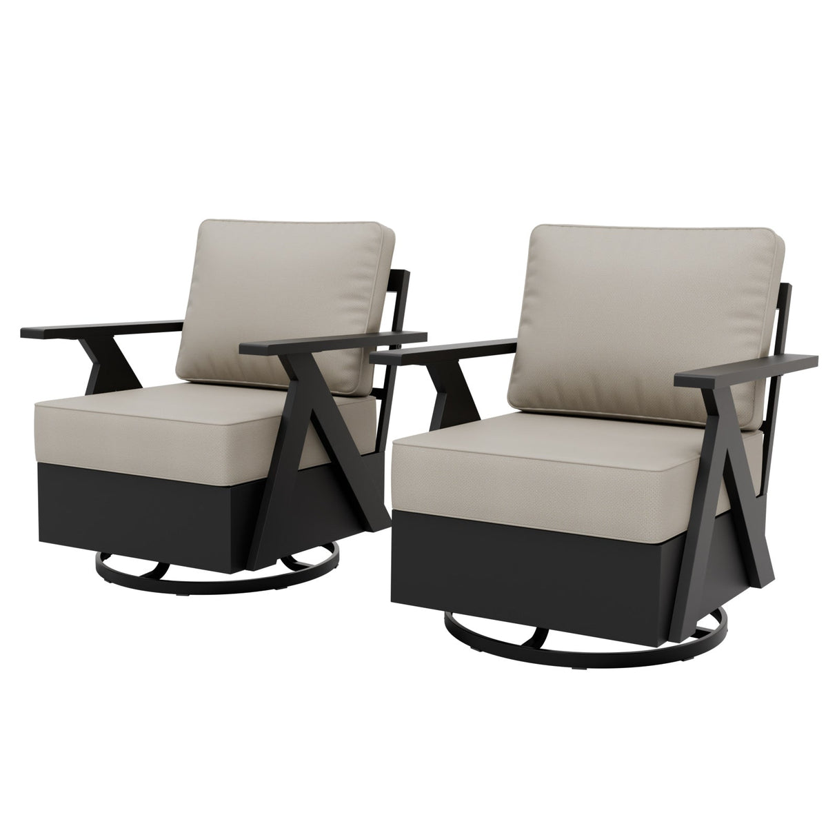 Urban Slate Modern Swivel Rocker Patio Chair Set of 2/4, Black/Beige - Eagle Peak Custom Canopy Tent