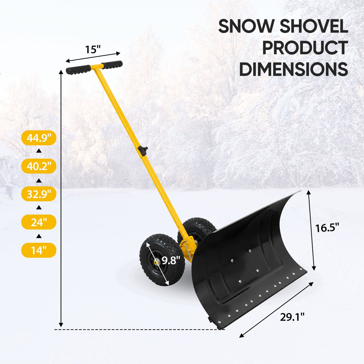 Wheeled Snow Shovel, Single Rod Plow, Single/Dual Rod - Eagle Peak®