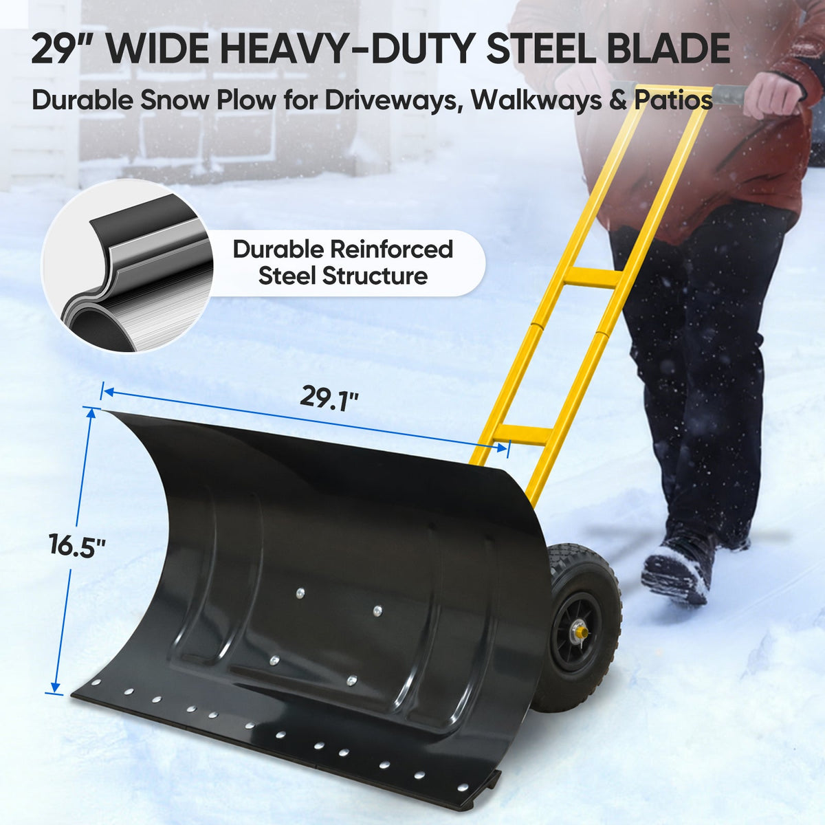 Wheeled Snow Shovel, Single Rod Plow, Single/Dual Rod - Eagle Peak®