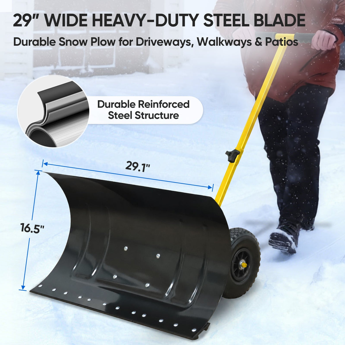 Wheeled Snow Shovel, Single Rod Plow, Single/Dual Rod - Eagle Peak®