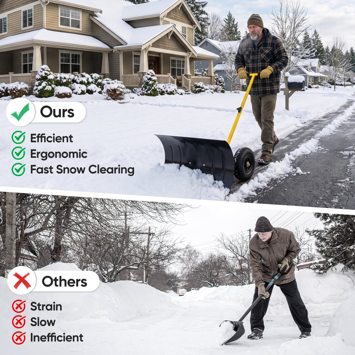 Wheeled Snow Shovel, Single Rod Plow, Single/Dual Rod - Eagle Peak®