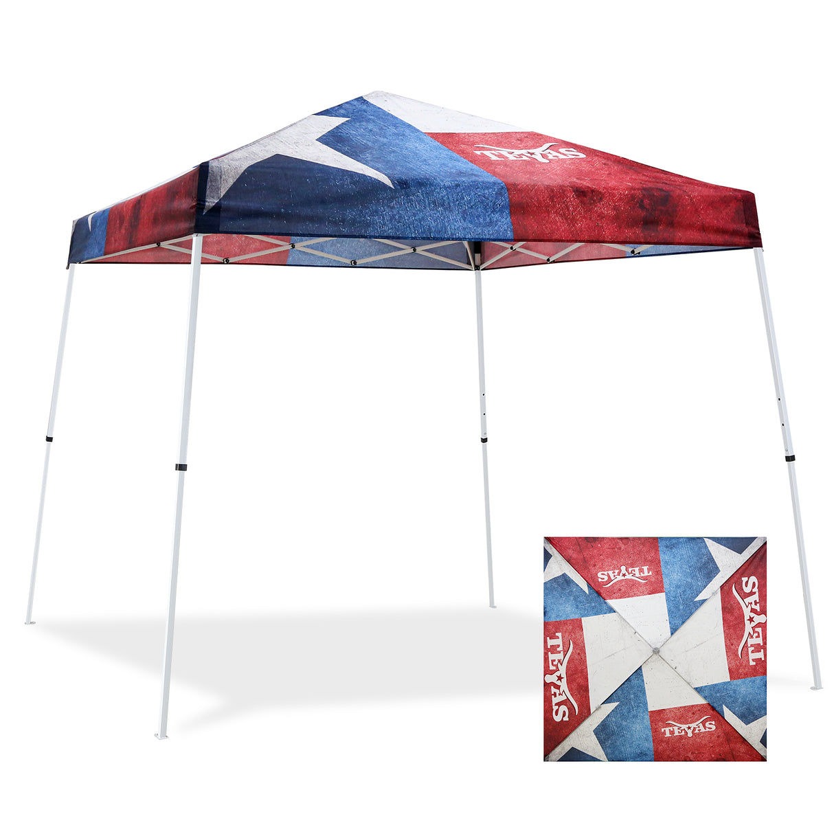 Slant Leg Pop up Canopy Tent, 10x10 Base 8x8 Top with SHADE GRAPHiX High Quality Digital Printed Top