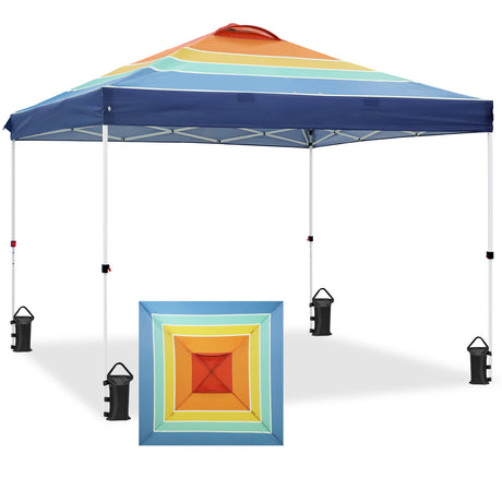 Easy Setup Straight Leg 10x10 Pop Up Canopy Tent Graphix Top w/ 100 sqft of Shade