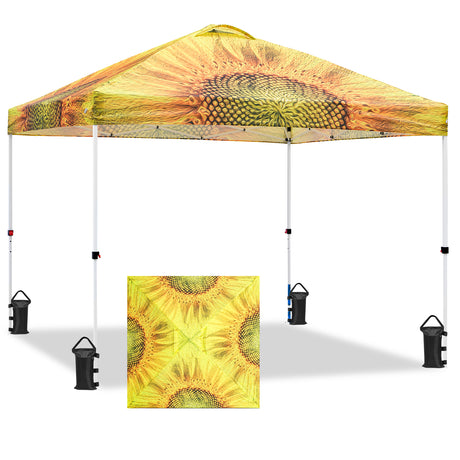 Easy Setup Straight Leg 10x10 Pop Up Canopy Tent Graphix Top w/ 100 sqft of Shade