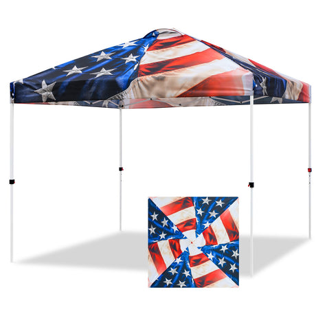 EAGLE PEAK E100/O100 Easy Setup 10x10 Straight Leg Pop Up Canopy Tent with Graphix Top