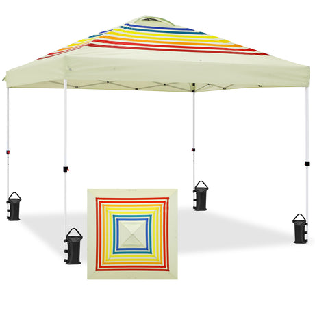 Easy Setup Straight Leg 10x10 Pop Up Canopy Tent Graphix Top w/ 100 sqft of Shade