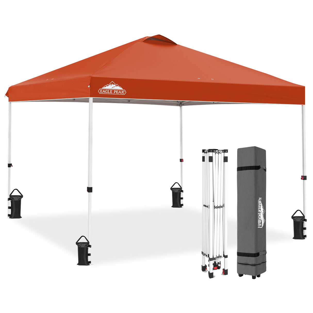 EAGLE PEAK E100/O100 Easy Setup 10x10 Straight Leg Pop Up Canopy Tent with 100 Sqft of Shade