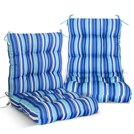 Tufted Outdoor/Indoor Seat/Back Chair Cushion, Set of 2, 42'' x 21''