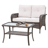 EAGLE PEAK 3pc Patio Rocking Chair Set, Rattan Wicker Furniture Set