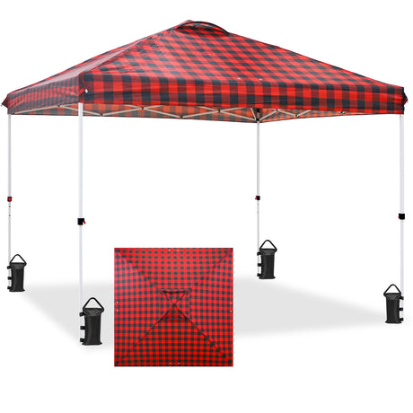 Easy Setup Straight Leg 10x10 Pop Up Canopy Tent Graphix Top w/ 100 sqft of Shade
