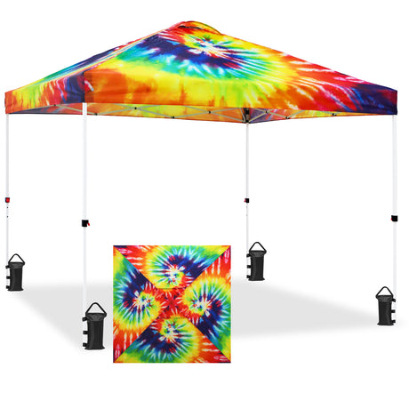 Easy Setup Straight Leg 10x10 Pop Up Canopy Tent Graphix Top w/ 100 sqft of Shade
