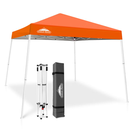 EAGLE PEAK Slant Leg Pop up Canopy Tent, 10x10 Base 8x8 Top