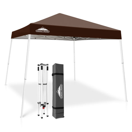 EAGLE PEAK Slant Leg Pop up Canopy Tent, 10x10 Base 8x8 Top