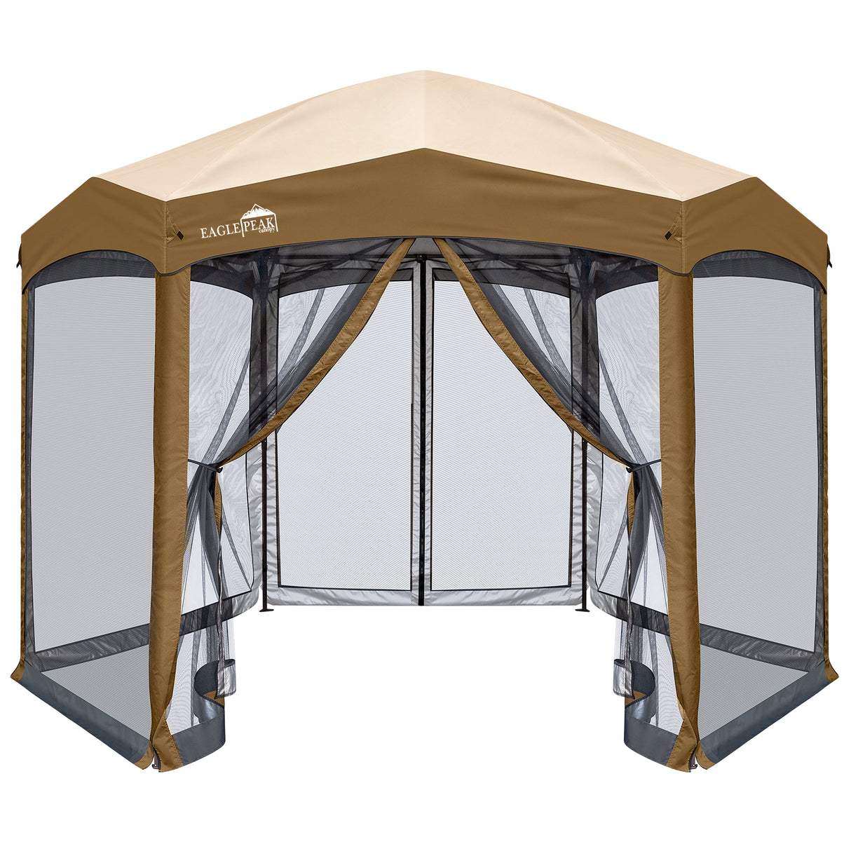 EAGLE PEAK Pop - Up Camping 6 Sided (6x6x6) Gazebo w/ Mosquito Netting Easy Center Push Canopy Shelter Instant Setup Outdoor Screen Ten - Eagle Peak Canopy and Outdoor Products