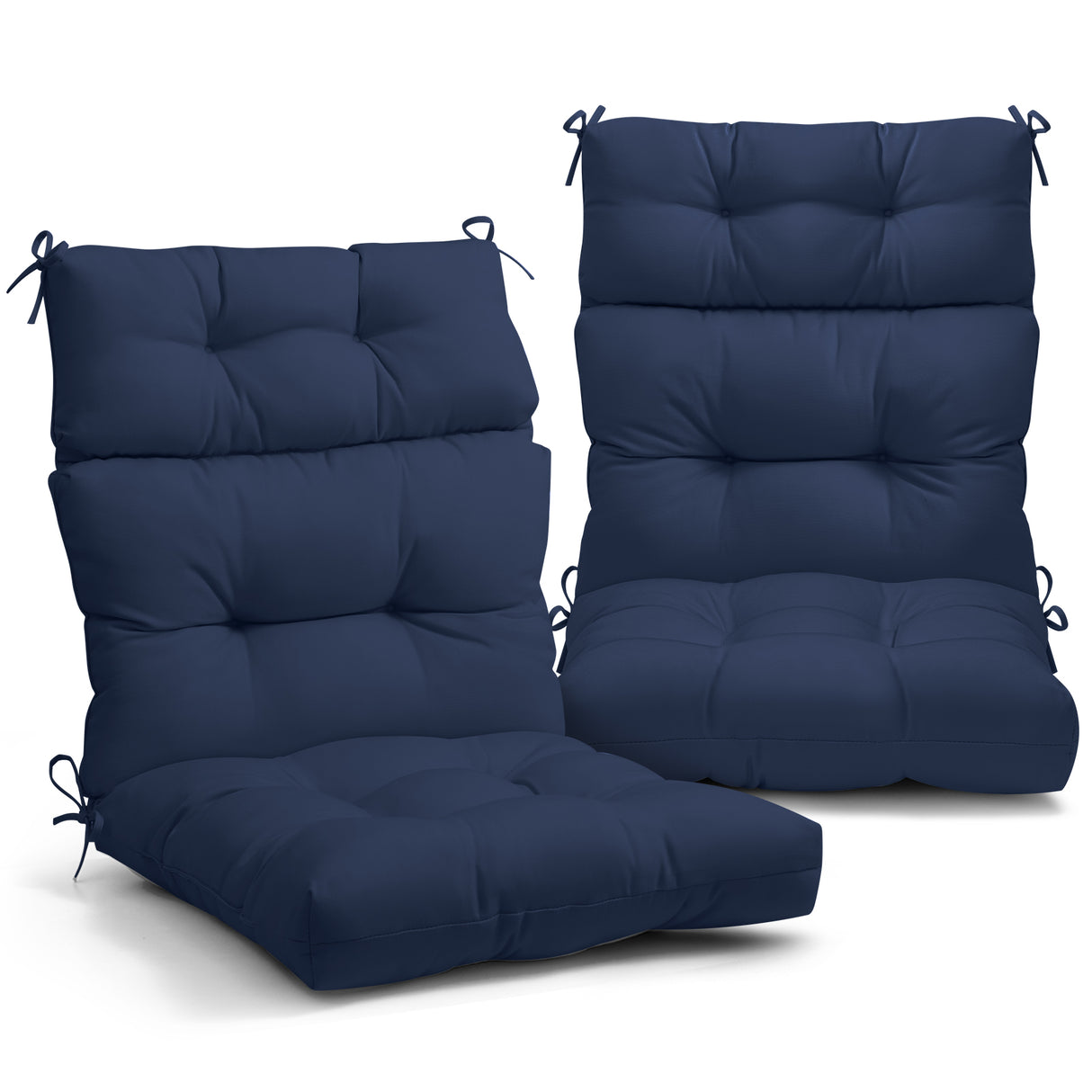 EAGLE PEAK Tufted Outdoor/Indoor High Back Patio Chair Cushion, Set of 2, 46'' x 22''