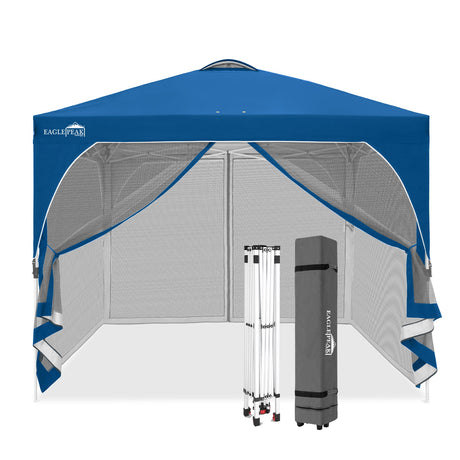 EAGLE PEAK 10x10 Outdoor Pop Up Canopy Tent, Pop Up Screenhouse with Mosquito Netting, Vented Top and Wheeled Carrying Bag - Eagle Peak®