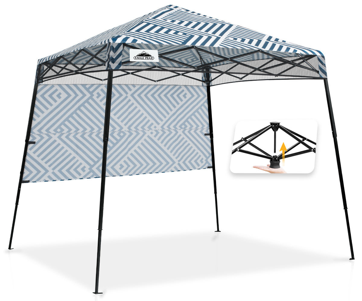 EAGLE PEAK 8x8 Pop Up Canopy Tent with Sidewall, 8x8 Base 6x6 Top